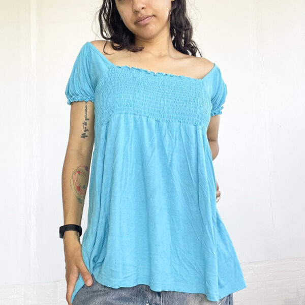 blusita fluida turquesa SALE - Imagen 3