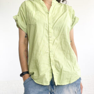camisa de lino verde SALE