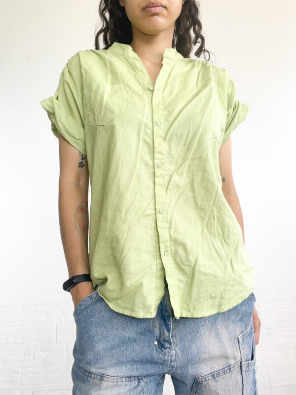 camisa de lino verde SALE