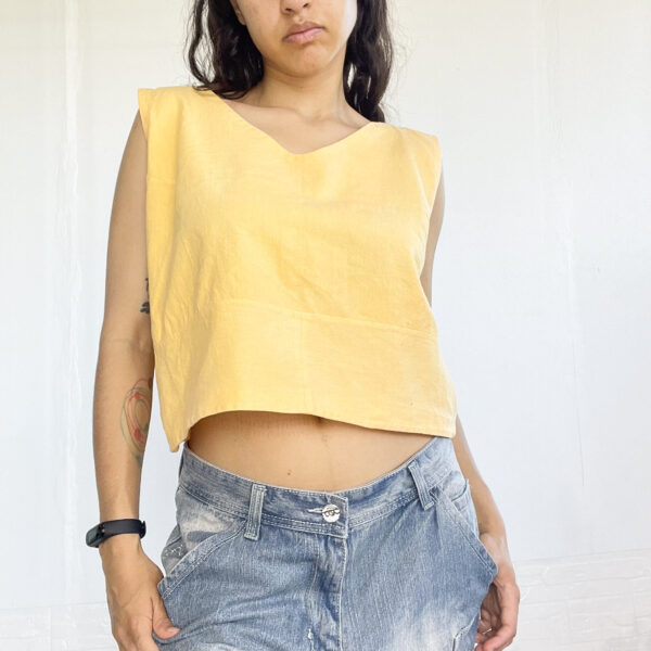 crop de lino amarillo SALE - Imagen 3