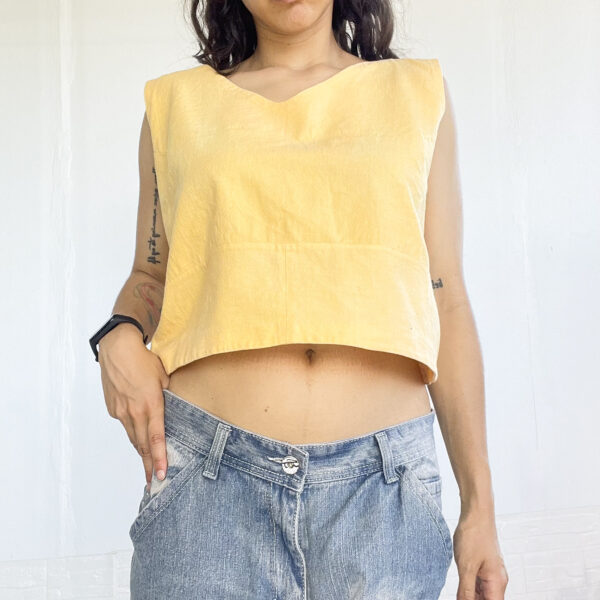 crop de lino amarillo SALE - Imagen 4