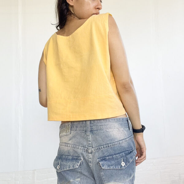 crop de lino amarillo SALE - Imagen 5