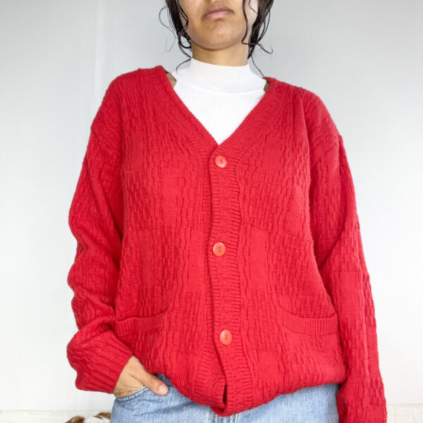 saco tejido rojo