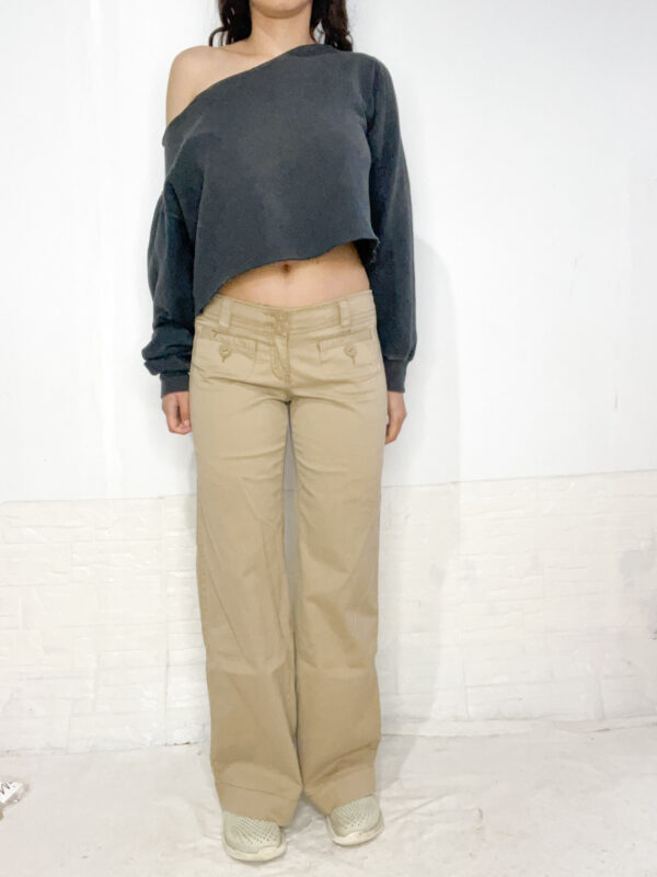 pantalón tiro bajo beige SALE - Imagen 7