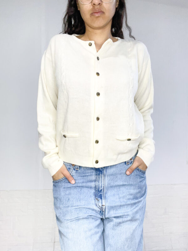 saquito tejido blanco SALE