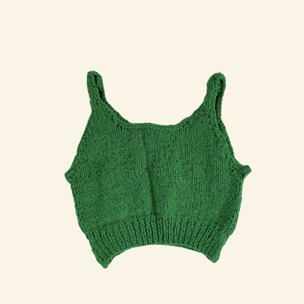 top tejido verde reworked