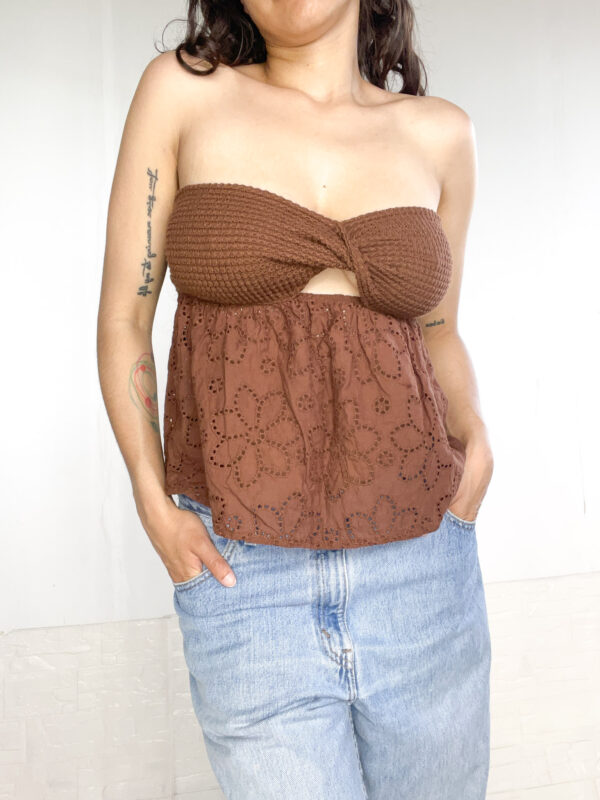 top strapless marrón - Imagen 2