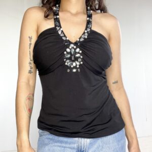 Top negro con pedrería