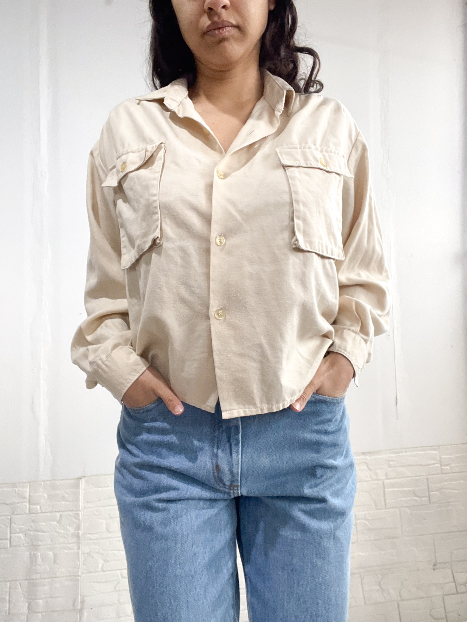 Camisa crop beige SALE