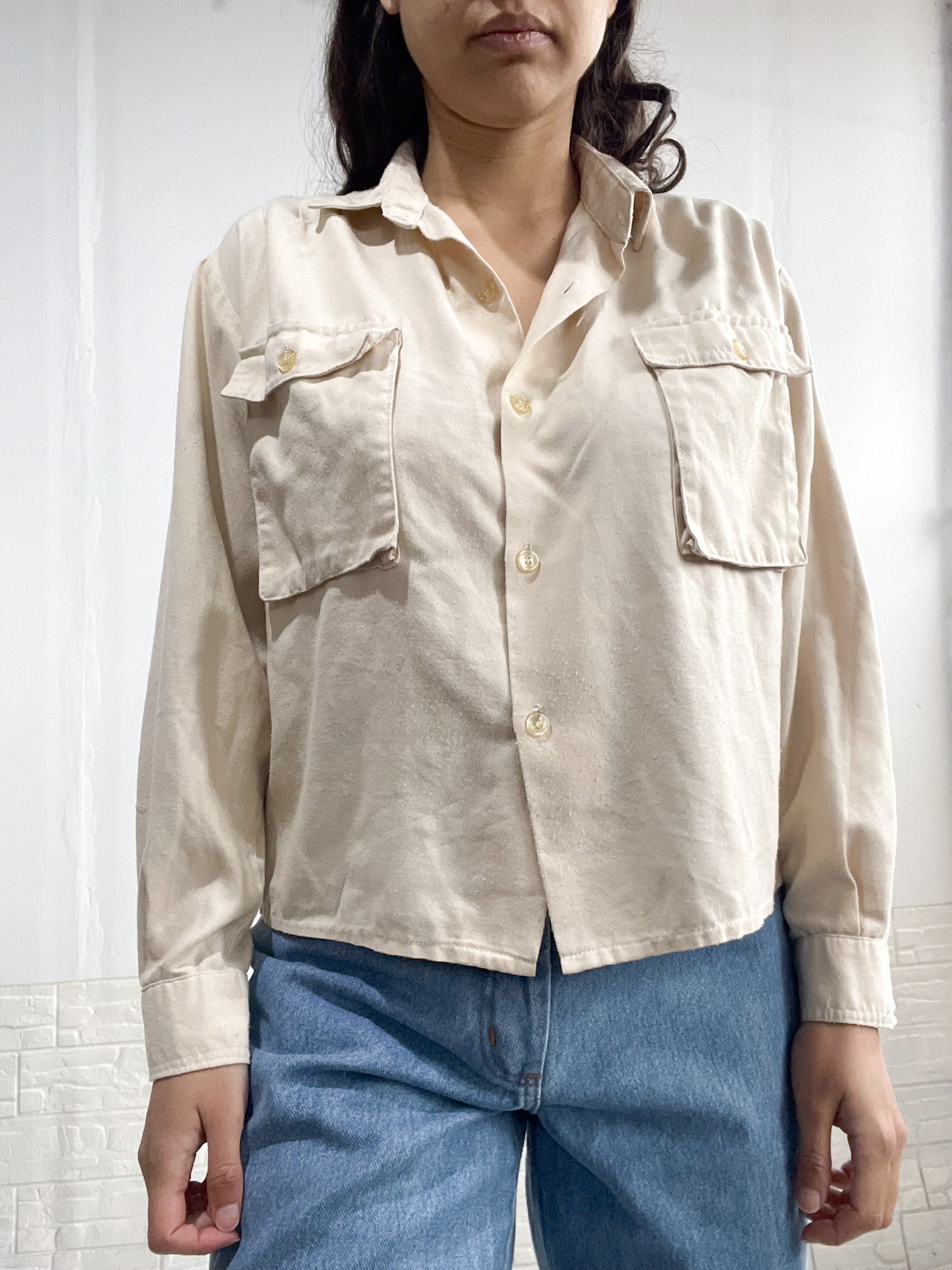 Camisa crop beige SALE - Imagen 6
